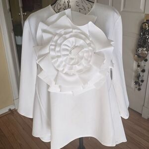 Gracia Elegant White Ruffle Blouse